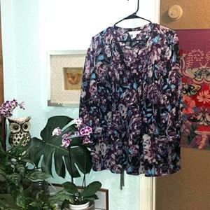 Coldwater creek womens m floral blouse